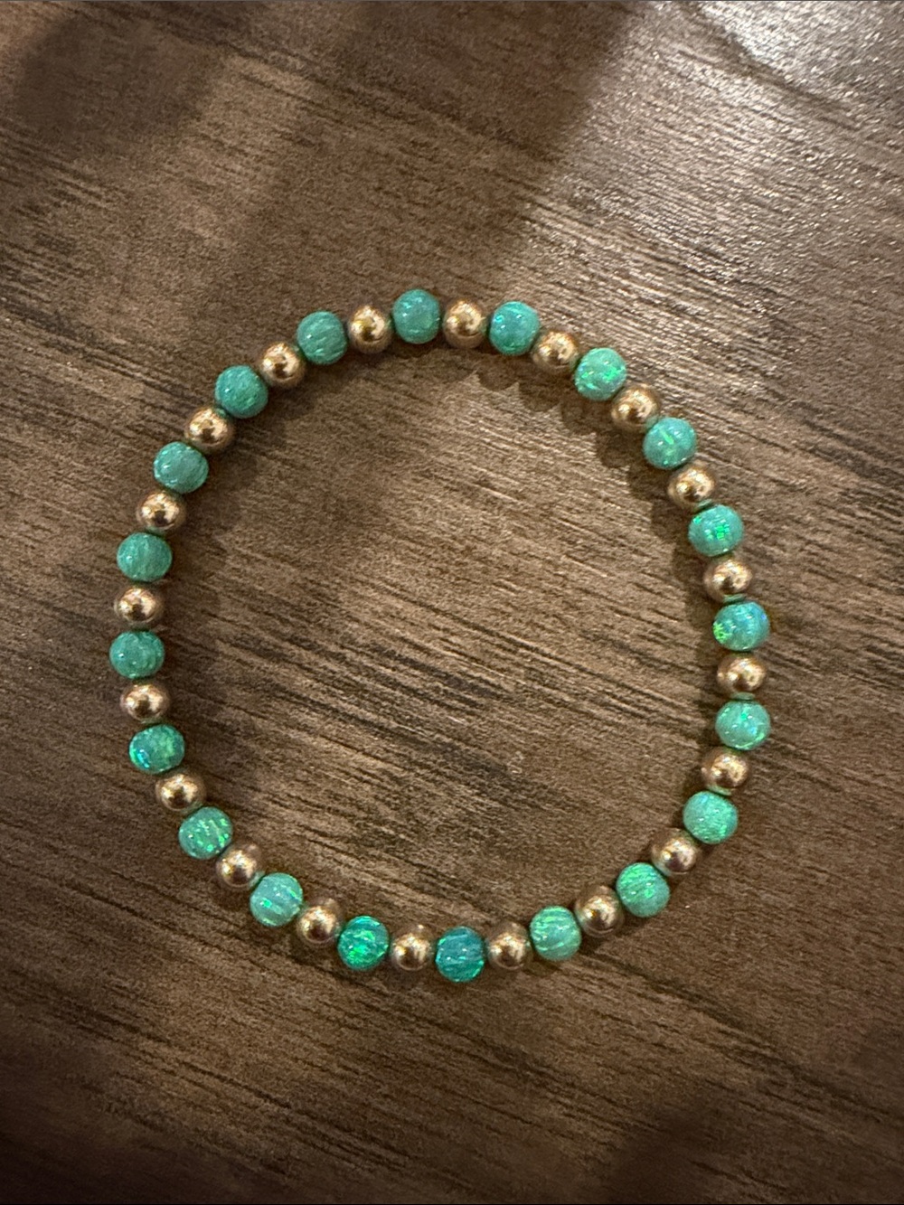 Park and Beach Green Opal Stretch Bracelet Size Large